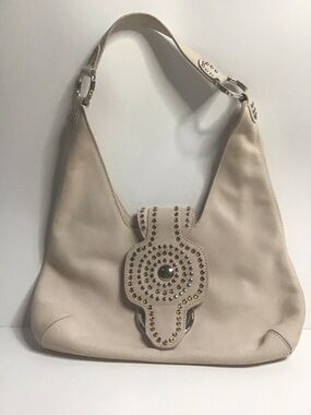 Vintage ANTONIO MELANI light pink  SUEDE Studded Shoulder Hobo
